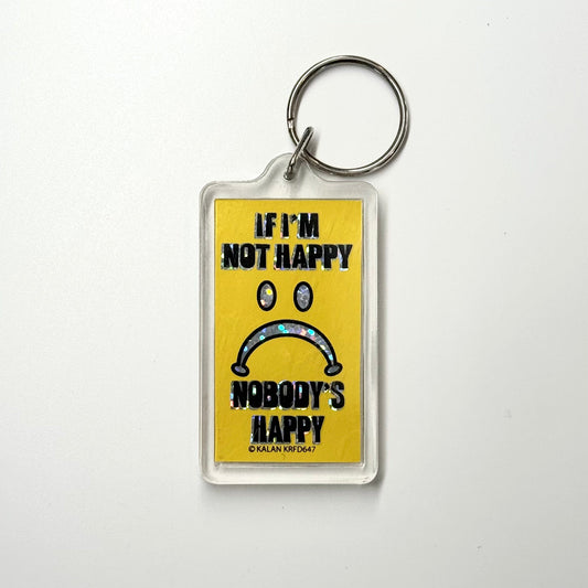 Vintage Novelty Adult Humor Keychain ‘If Im Not Happy Nobody’s Happy’ Key Ring Clear Acryli
