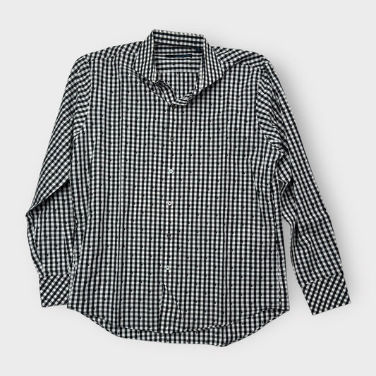 Zachary Prell Men's Black & White Gingham Check Dress Shirt - Size XL