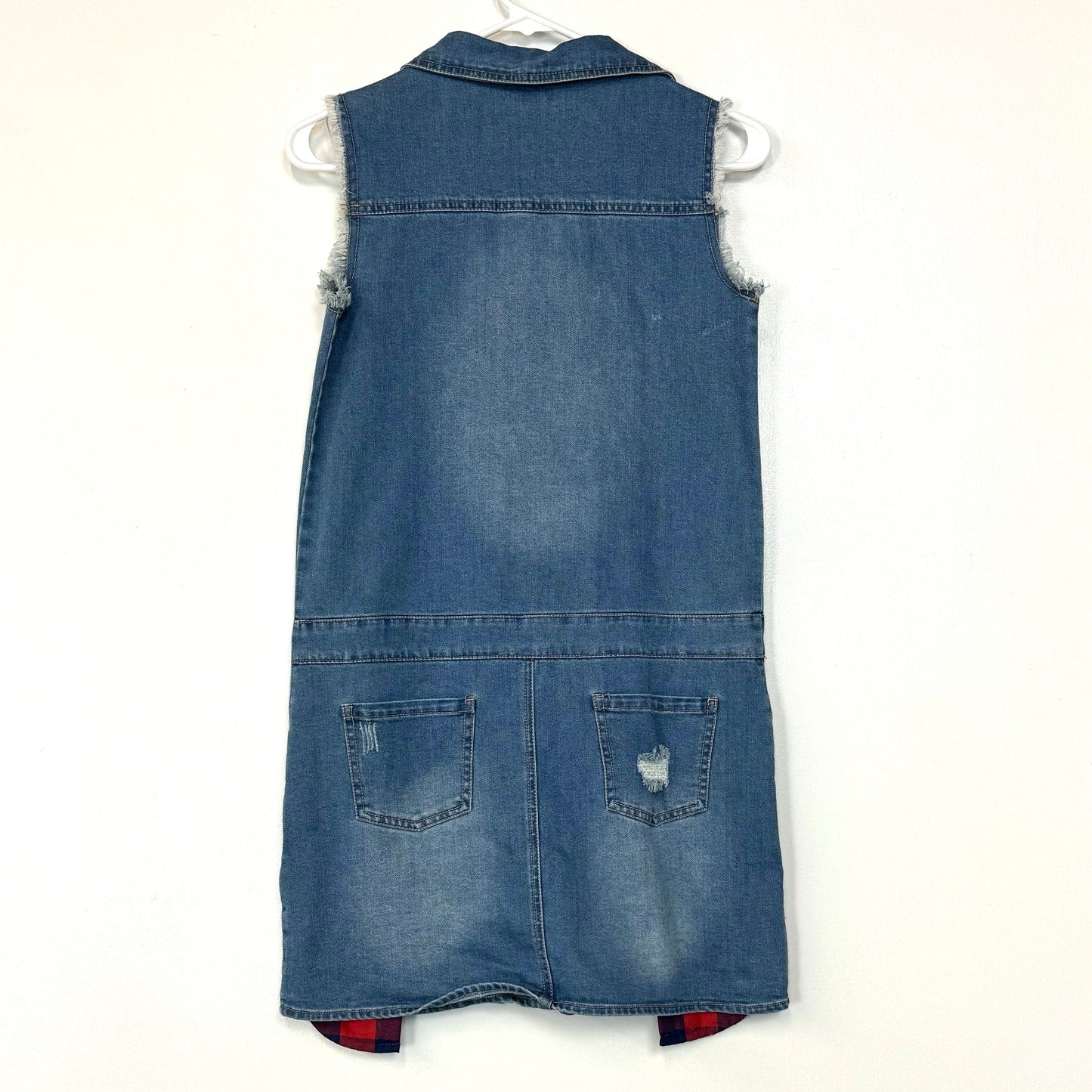 Tommy Hilfiger | Girls Denim Dress w/Buffalo Plaid | Color: Blue | Size: XL (16) | Pre-Owned