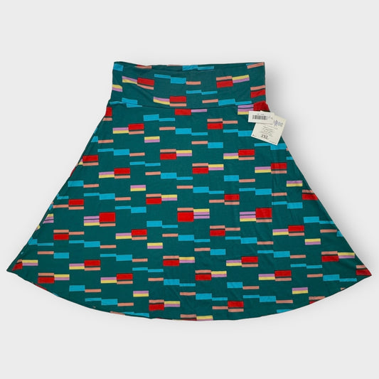 LuLaRoe Azure Skirt | 2XL (18-20) | Green/Multicolor Geometric | A-Line | NWT