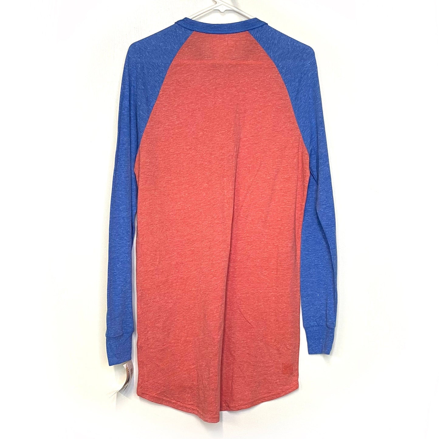 LuLaRoe Unisex Size XS Heather Red/Blue Mark Colorblock Henley Shirt L/s NWT