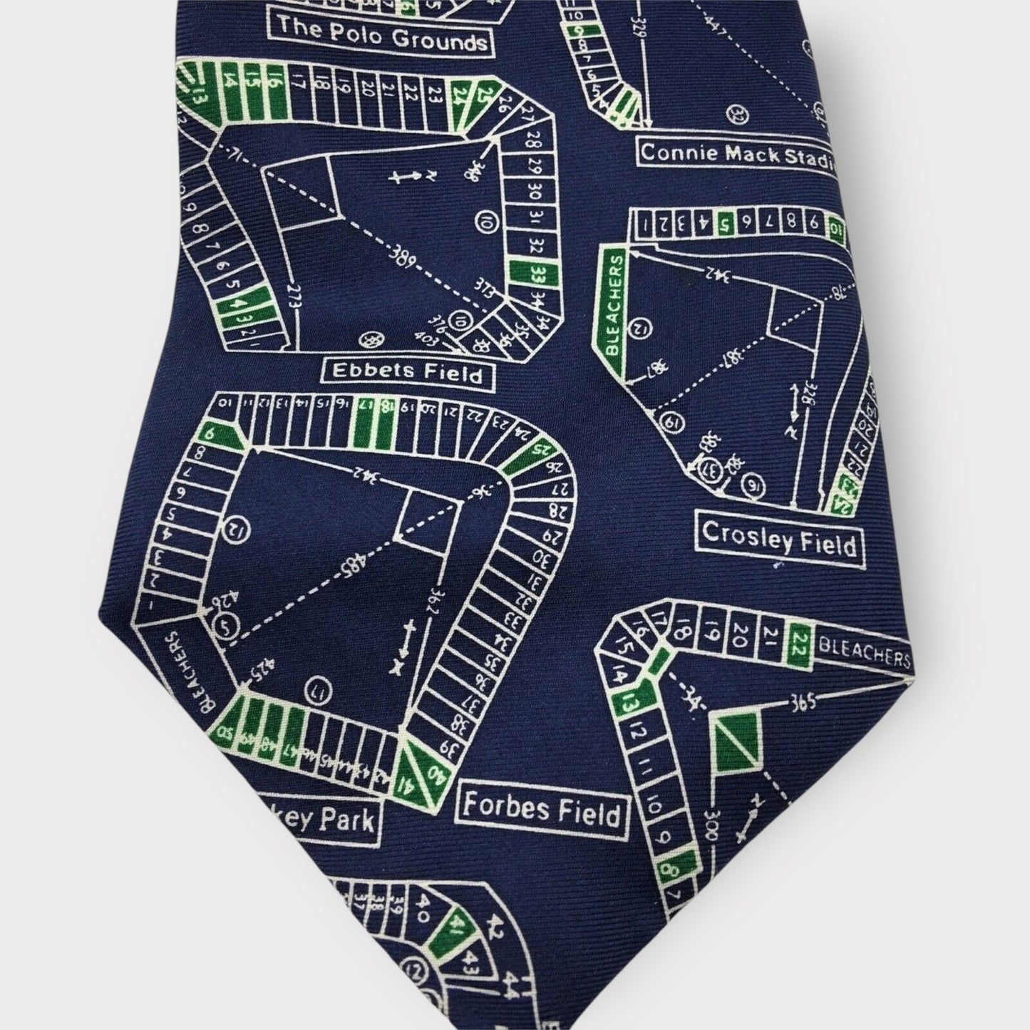 Josh Bach Mens Necktie | Baseball Ballfields | Navy Blue | EUC