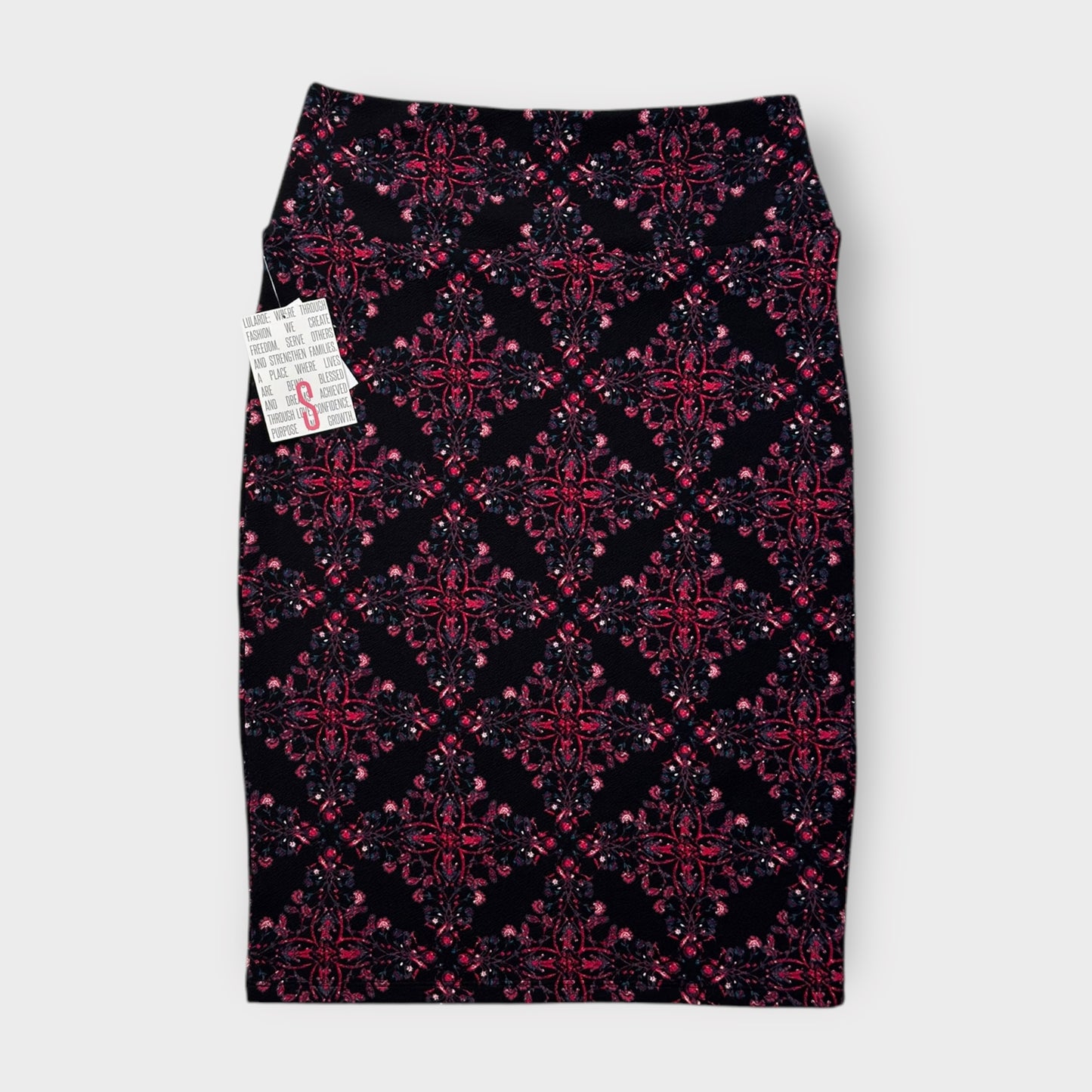 LuLaRoe Cassie Pencil Skirt - Multicolor Ornate Floral Lattice - Women's S (4-6) - NWT