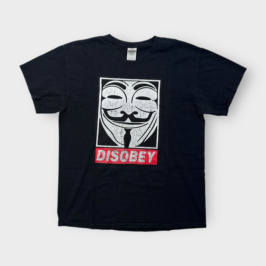 Men's M Black 'Disobey' Guy Fawkes Graphic T-Shirt