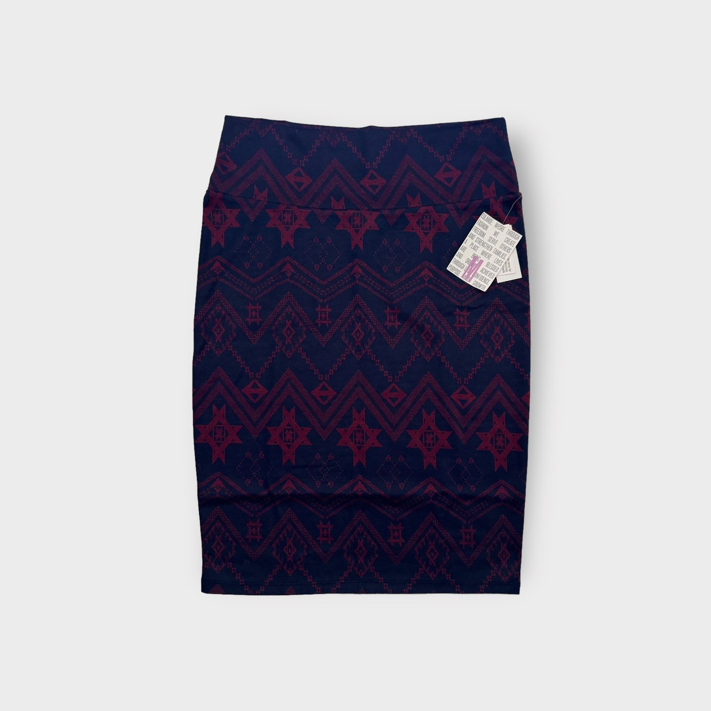 LuLaRoe Cassie Pencil Skirt | M (8-12) | Blue/Red | Tribal | NWT