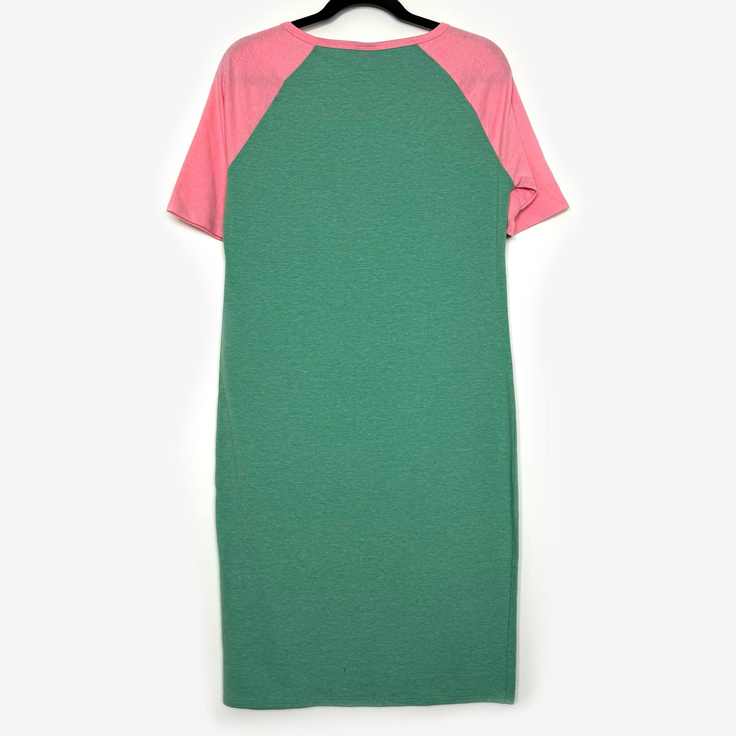 LuLaRoe Julia Bodycon Dress | L (12-14) | Pink/Green | Colorblock | NWT