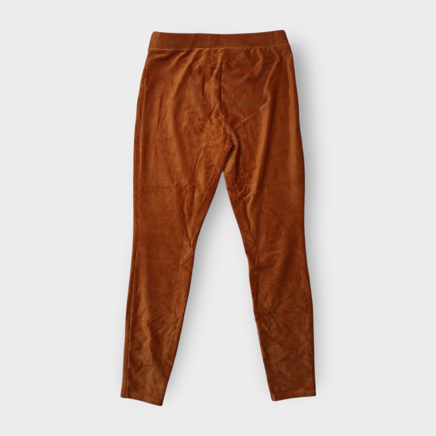 LuLaRoe Leggings M (8-10) - Solid Rust Brown Corduroy Texture - Soft Stretch Cotton Polyester Blend