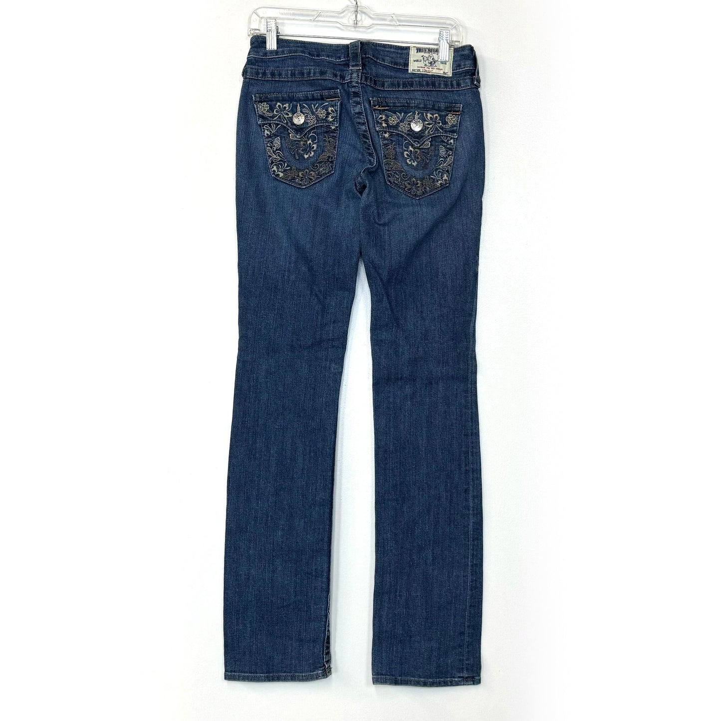 True Religion | Straight Denim Embroidered Pocket Jeans WLH572FJ2 | Color: Blue | Size: 27