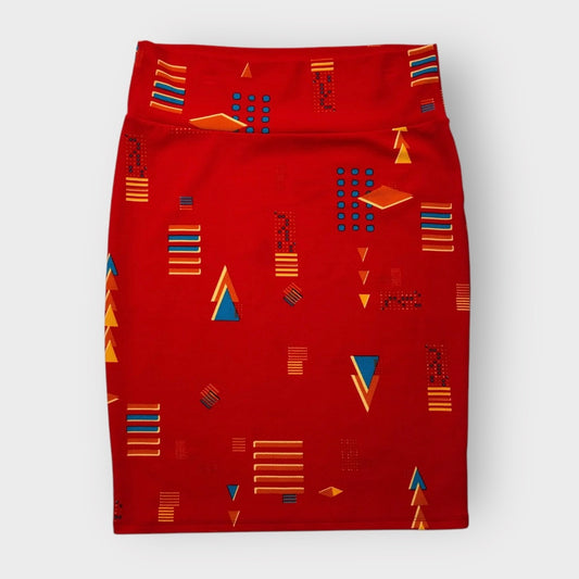 LuLaRoe Cassie Pencil Skirt - Red Geometric - Women's XL (18-20) - NWT