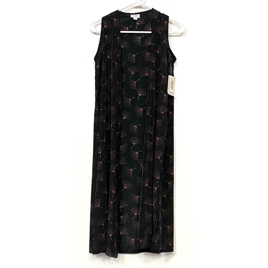 LuLaRoe Womens Size XS Pink/Black Botanical Pattern Joy Geometric Duster Vest Sleeveless NWT
