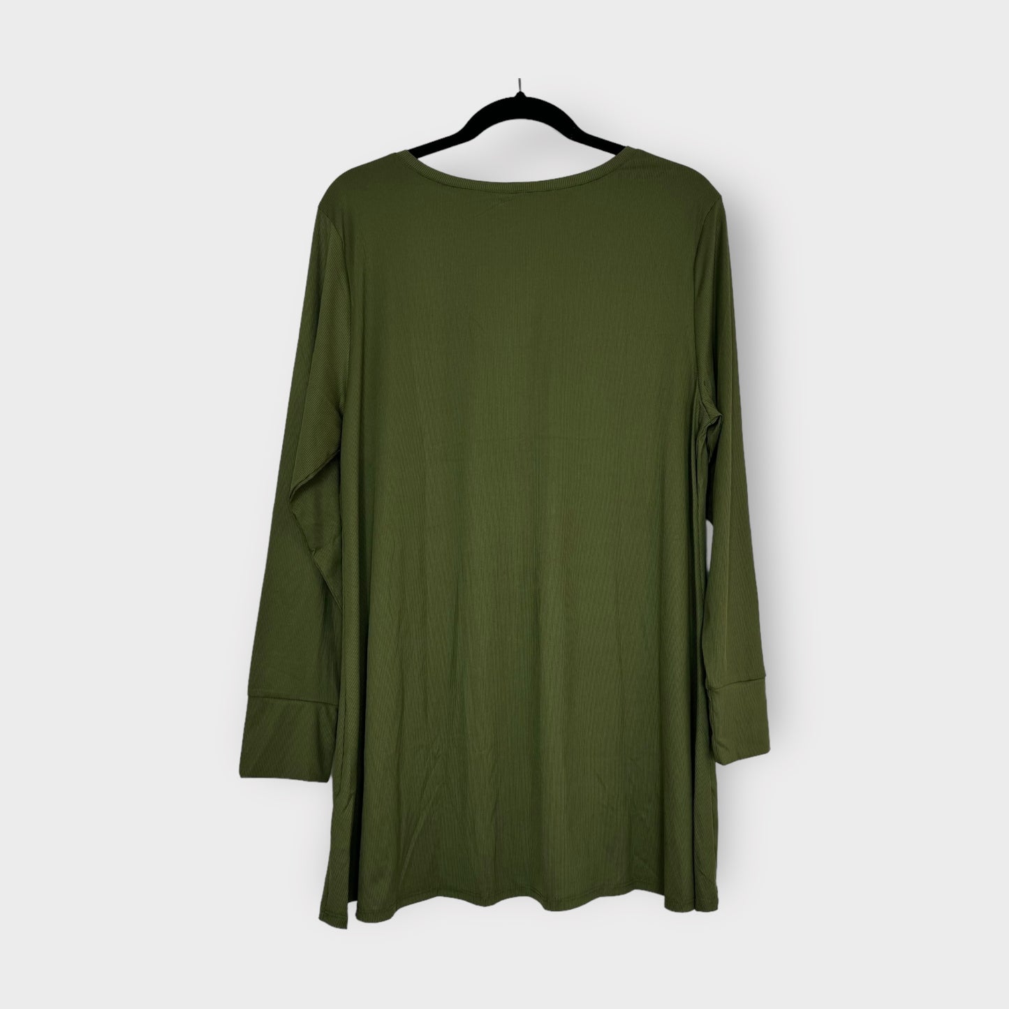 LuLaRoe Elizabeth L/s Tunic | L (14-16) | Olive Green Solid Ribbed | NWT