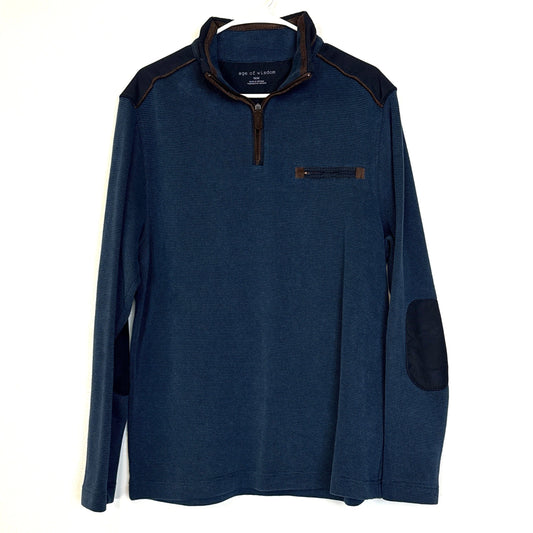 Age of Wisdom Mens Size M Blue 1/4 Zip-Up Sweater L/s Pre-Owned