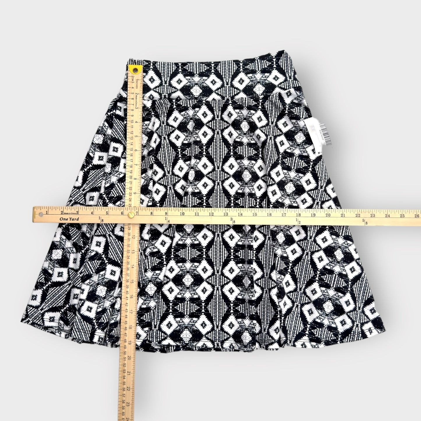 LuLaRoe Kids Azure A-Line Skirt  | 12 (12-14) | Black/White Southwestern Pattern | NWT