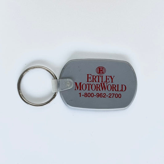 Vintage ‘Ertley MotorWorld - Wilkes-Barre, PA’ Keychain Key Ring Gray Rubber Ova