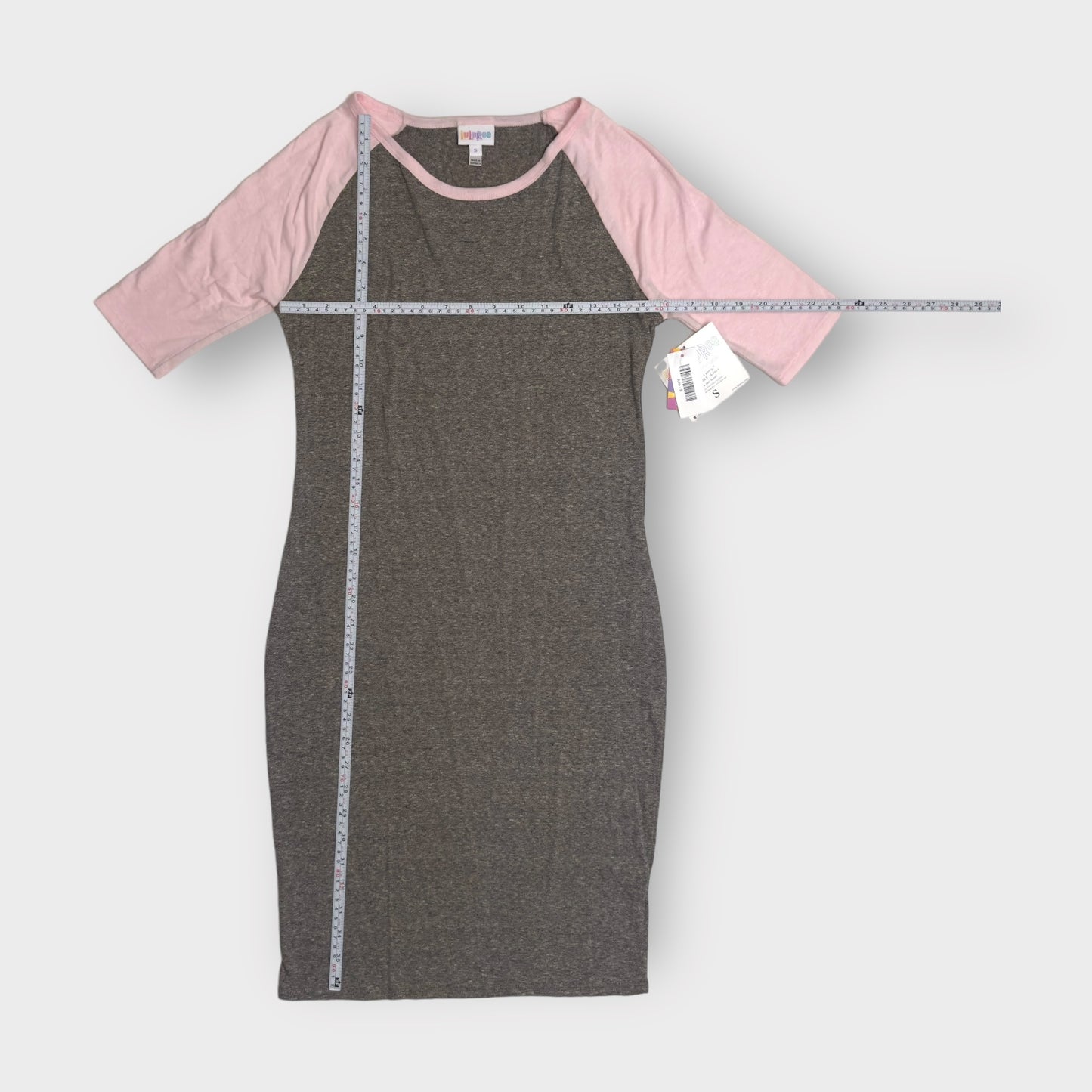 LuLaRoe Julia Bodycon Dress | S (4-6) | Gray/Pink | Colorblock | NWT