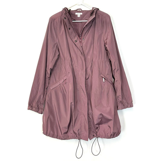 Garnet Hill | Hooded Dusty Rose Rain Resistant Jacket | Color: Mauve | Size 10