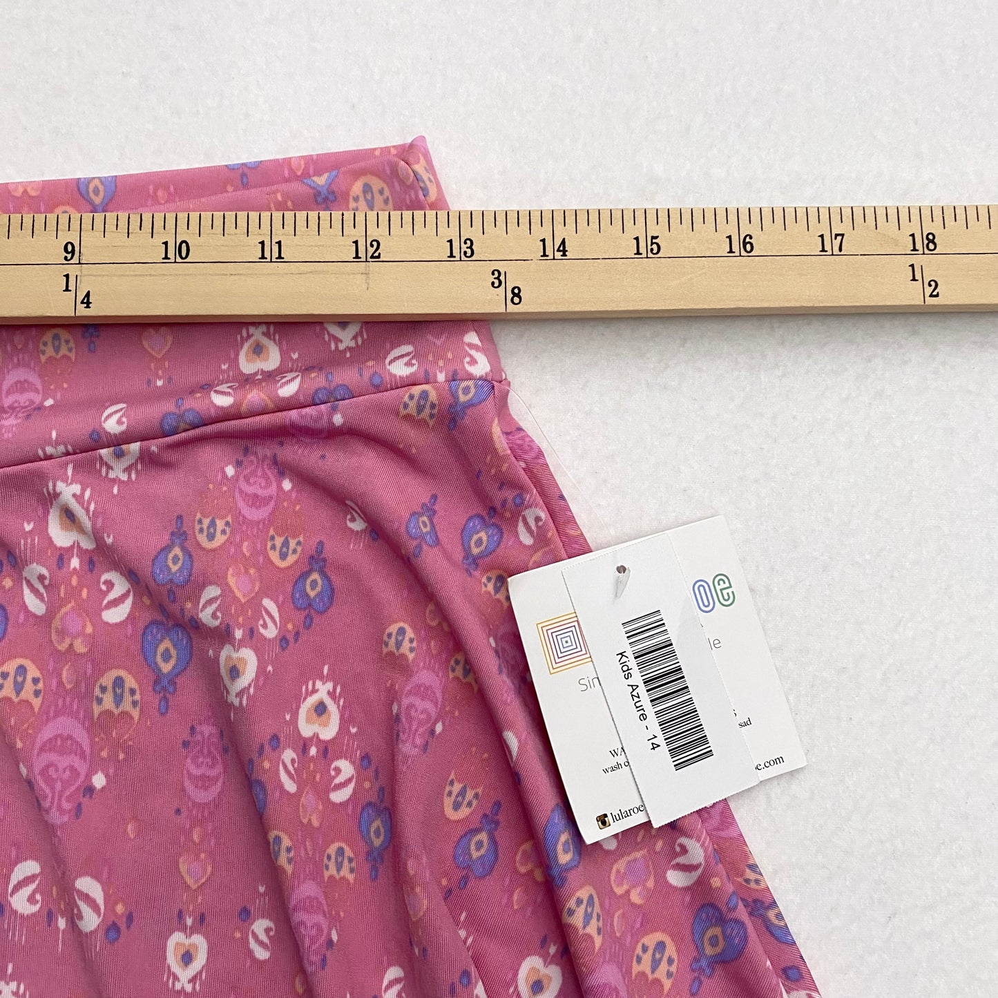 LuLaRoe Kids Azure A-Line Skirt  | 14 (14-16) | Pink/Multicolor Abstract Hearts | NWT