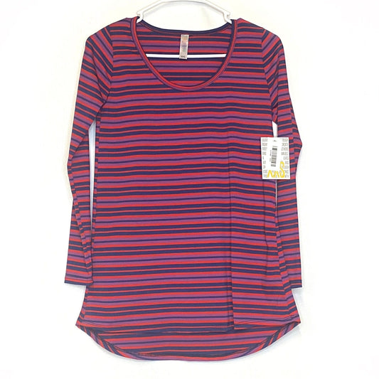 LuLaRoe Womens XXS Purple/Blue/Red Stripes Lynnae L/s Activewear Top NWT