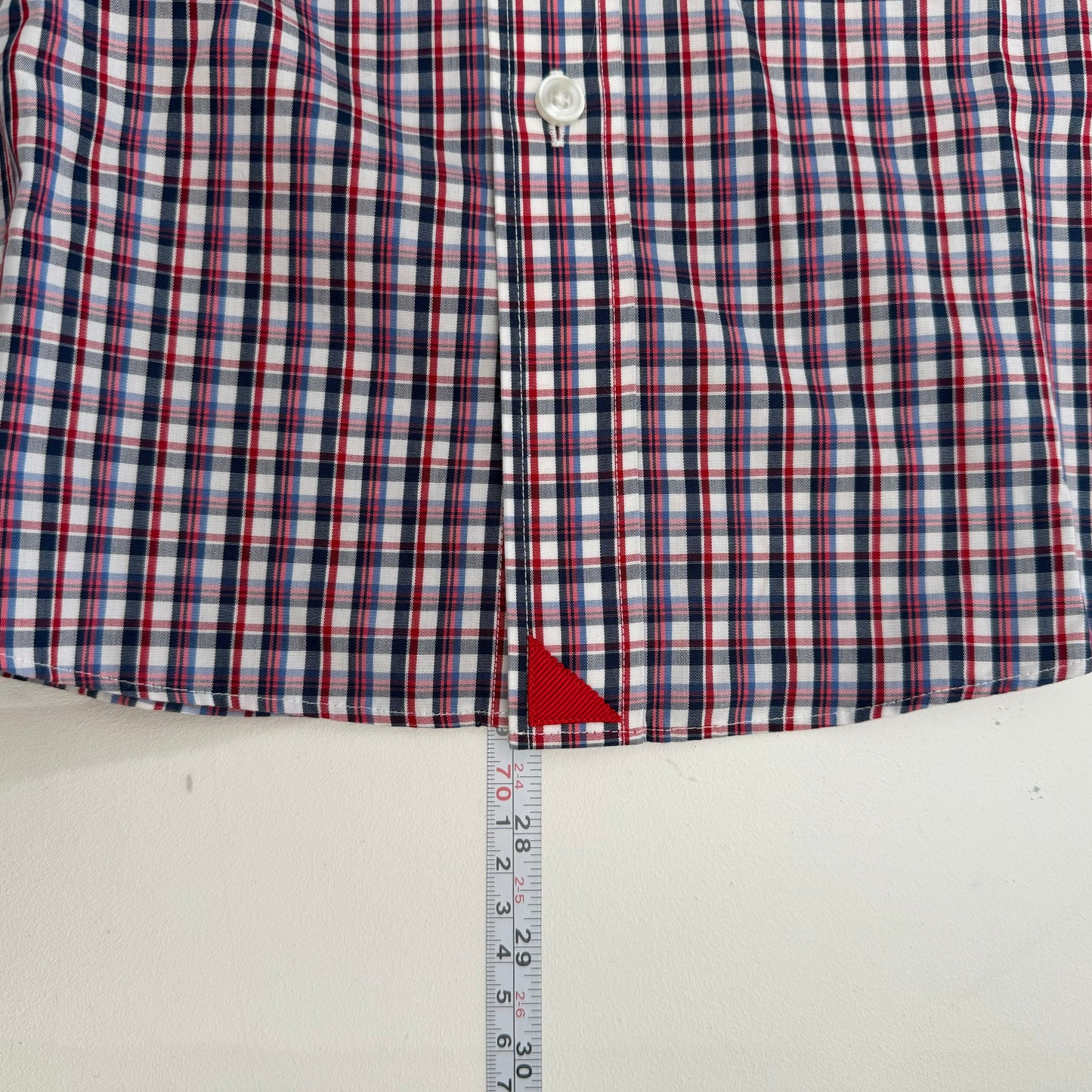 Men's Dress Shirt - Size S - Red/White/Blue Plaid - Long Sleeve Button-Up