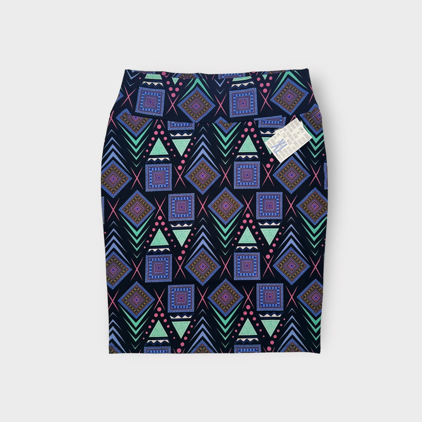 LuLaRoe Cassie Pencil Skirt | XL (18-20) | Black/Green/Pink | Geometric | NWT