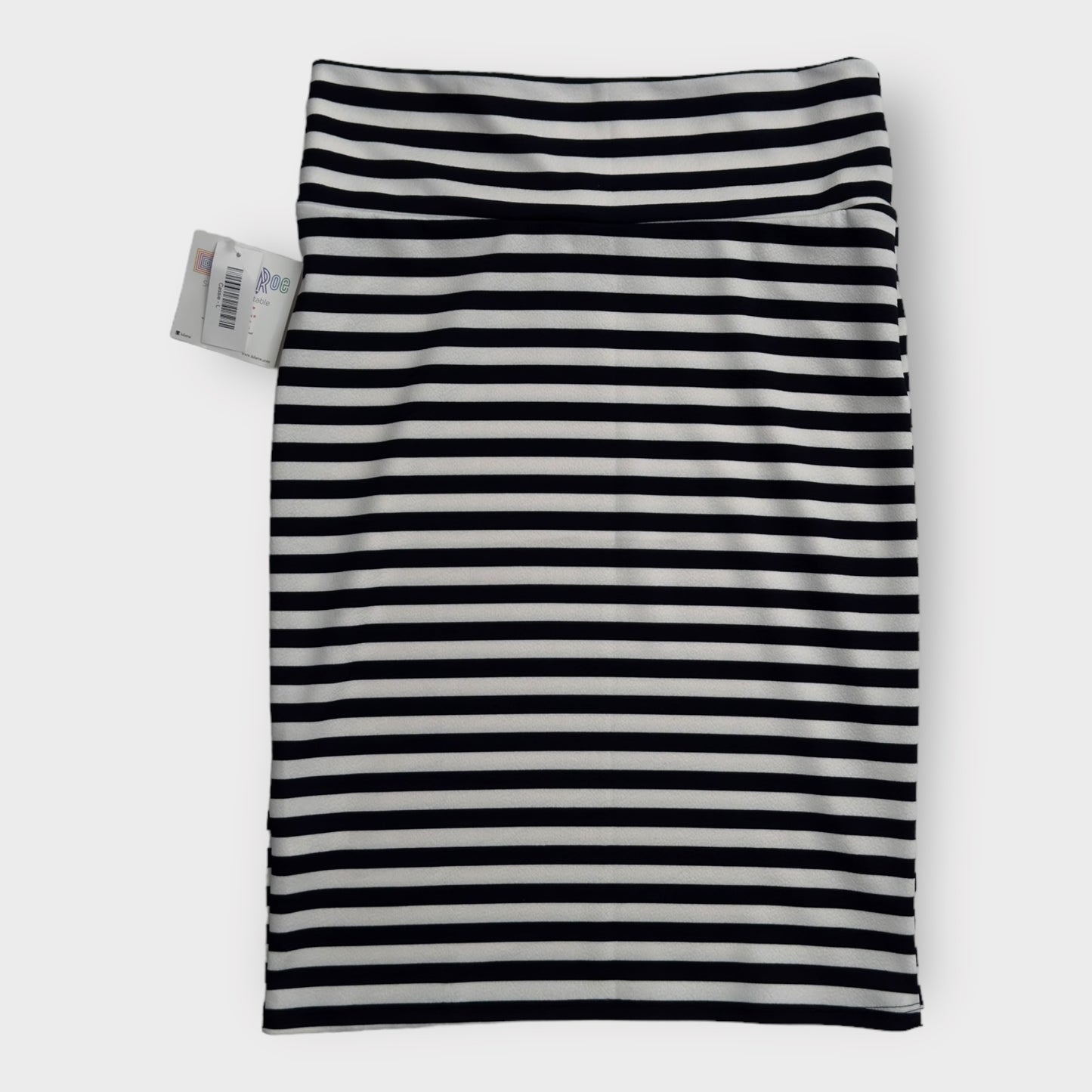 LuLaRoe Cassie Pencil Skirt | L (14-16) | Black/White Striped | NWT