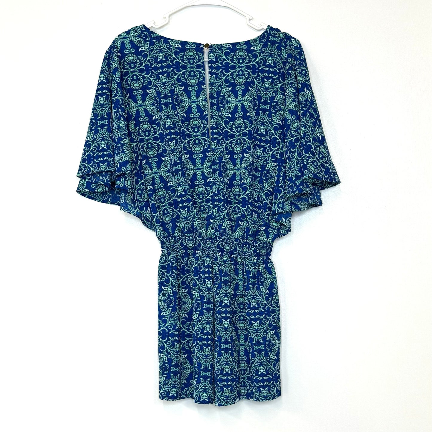 Mimi Chica | Womens Organic Paisley Lightweight Romper | Color: Blue/Green | Size: L