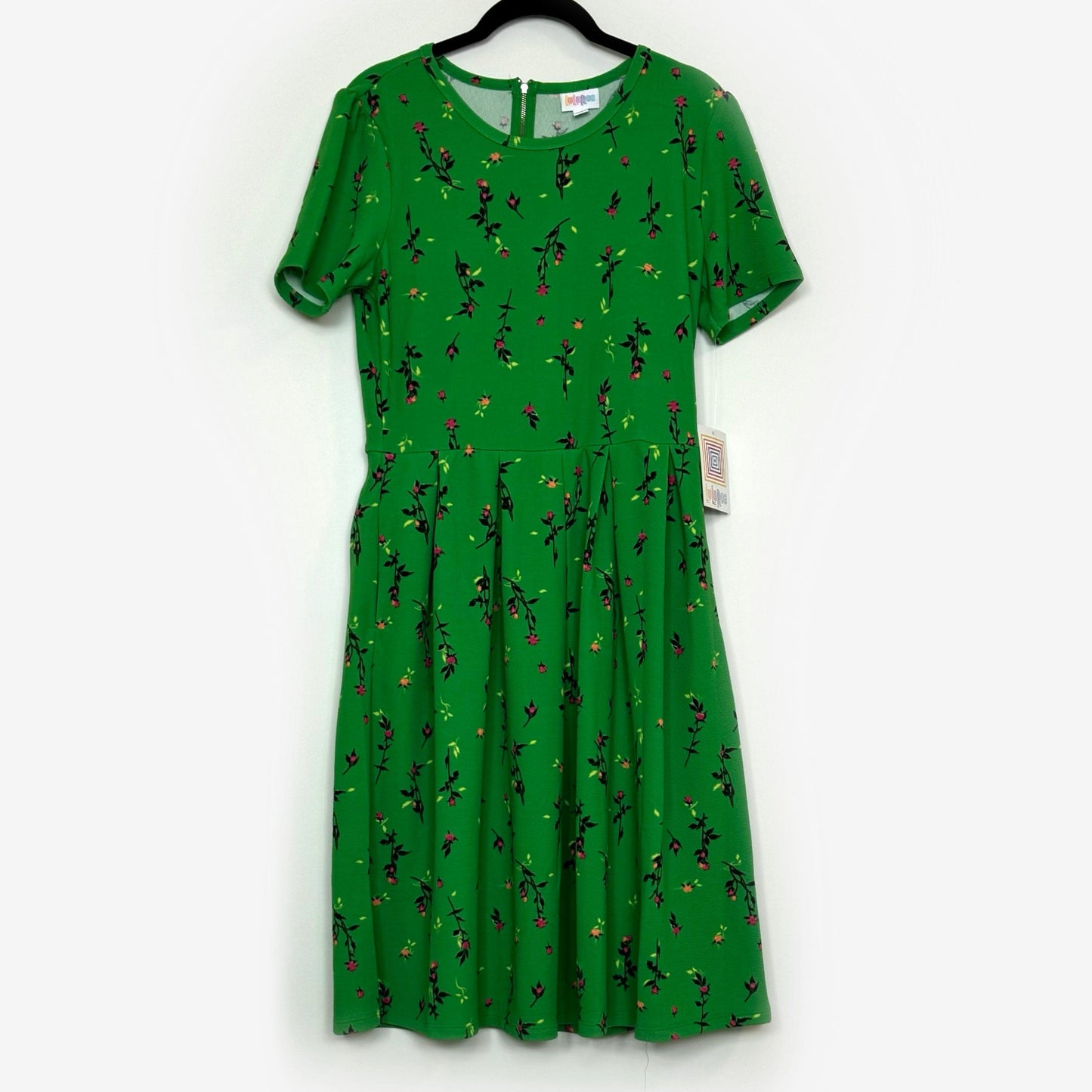 LuLaRoe Vault | Amelia S/s Floral Dress | Color: Green | L (14-16) | NWT