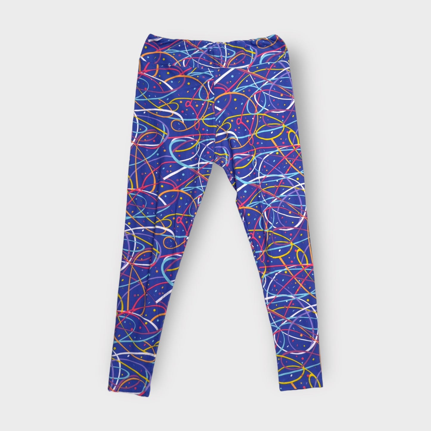 LuLaRoe Print Leggings | Tall & Curvy (12-18) | Blue Multicolor Abstract | Soft Stretch Knit | New