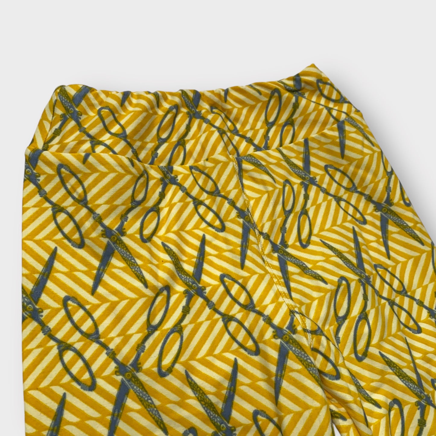 LuLaRoe Tweens Leggings | Tween (00-0) | Yellow/Blue Scissors Print | New