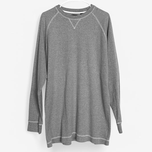 RedHead Men's Ribbed Long-Sleeve T-Shirt - Size L - Gray - Cotton - Crew Neck - EUC