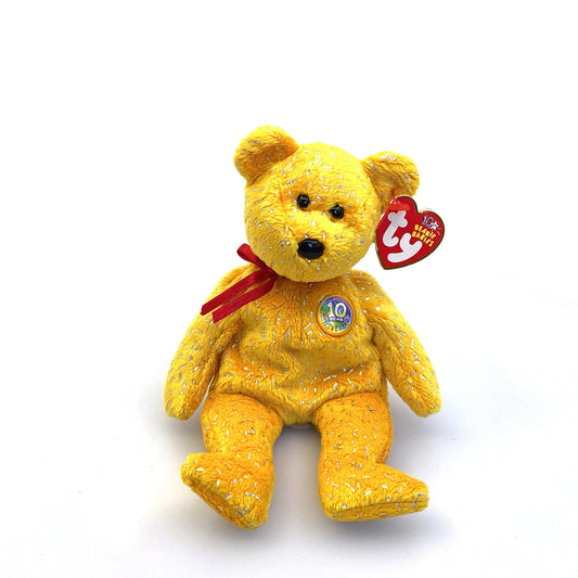 Charming Ty Original Beanie Babies Decade the Bear Plush Toy - Vintage