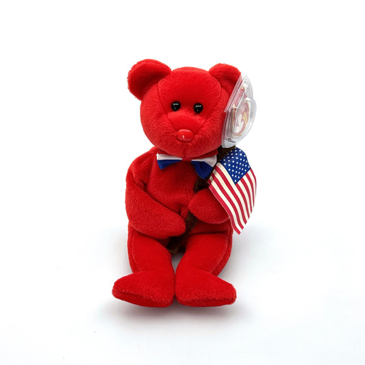 Ty Original Beanie Babies | Thomas The Bear w/American Flag | Excellent