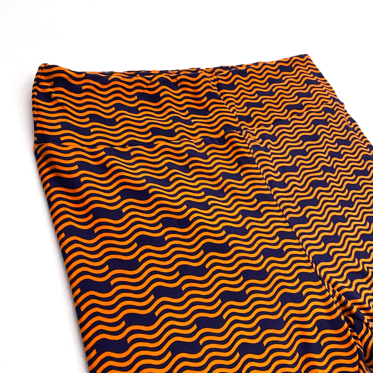 LuLaRoe Leggings | TC (12-18) | Dark Blue/Orange Wavy Lines | Buttery Soft | New