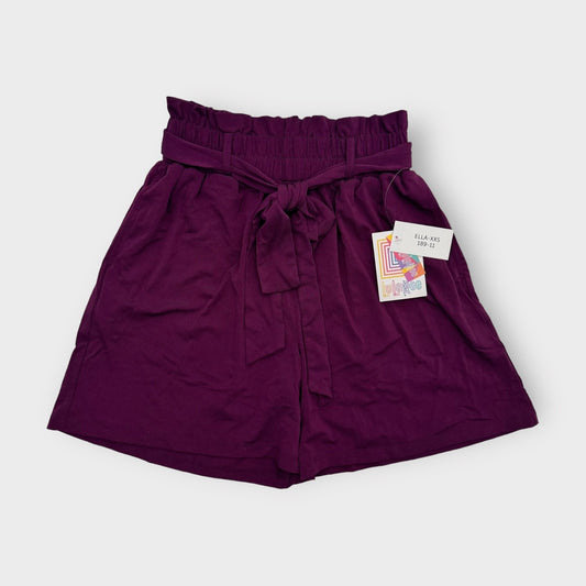 LuLaRoe Ella Paper Bag Shorts | XXS (00-0) | Jam Purple Solid | NWT