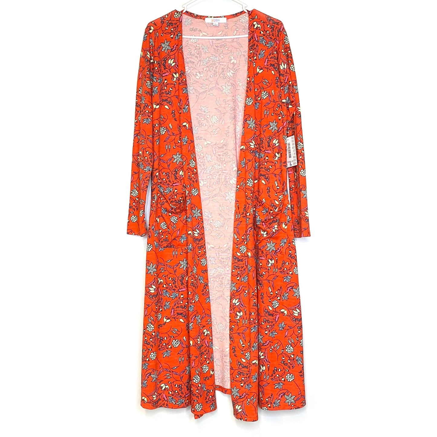 LuLaRoe Sarah Cardigan Sweater | L | Orange Botanical | NWT