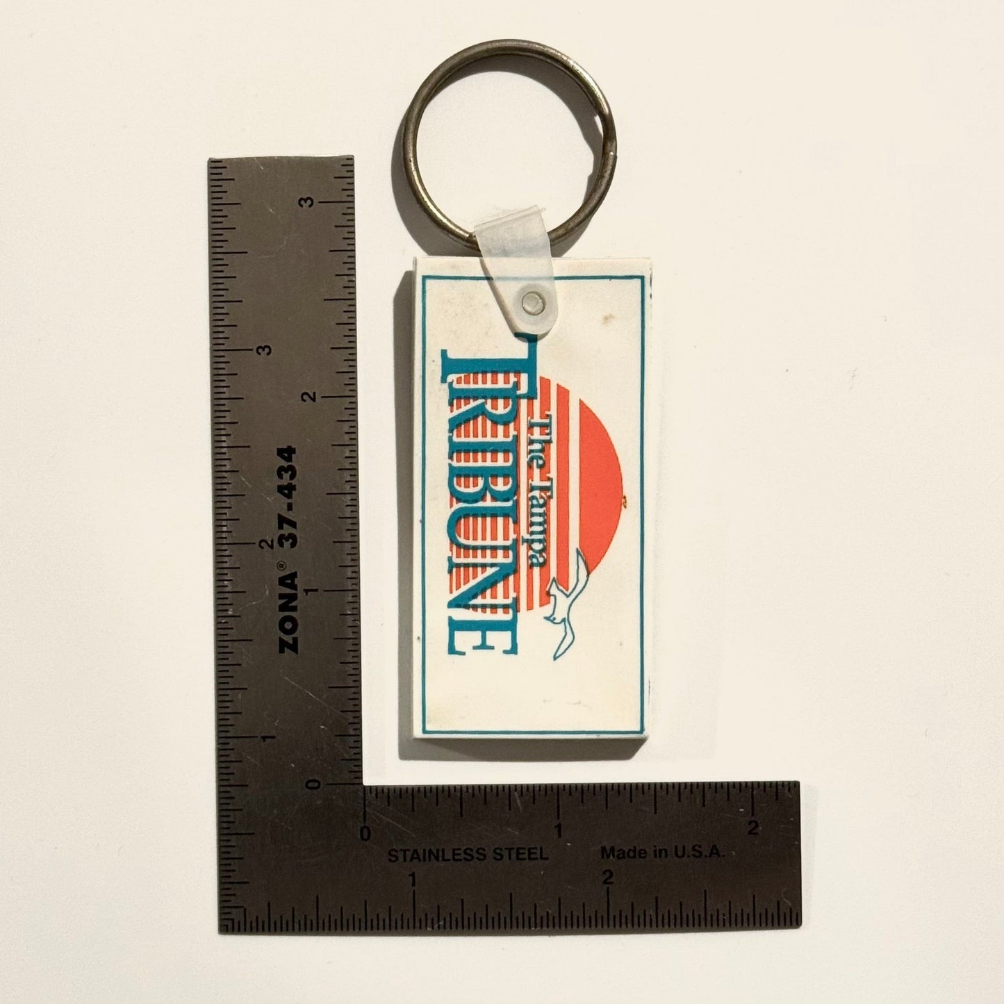 Vintage The Tampa Tribune Newspaper Keychain Key Ring Rubber