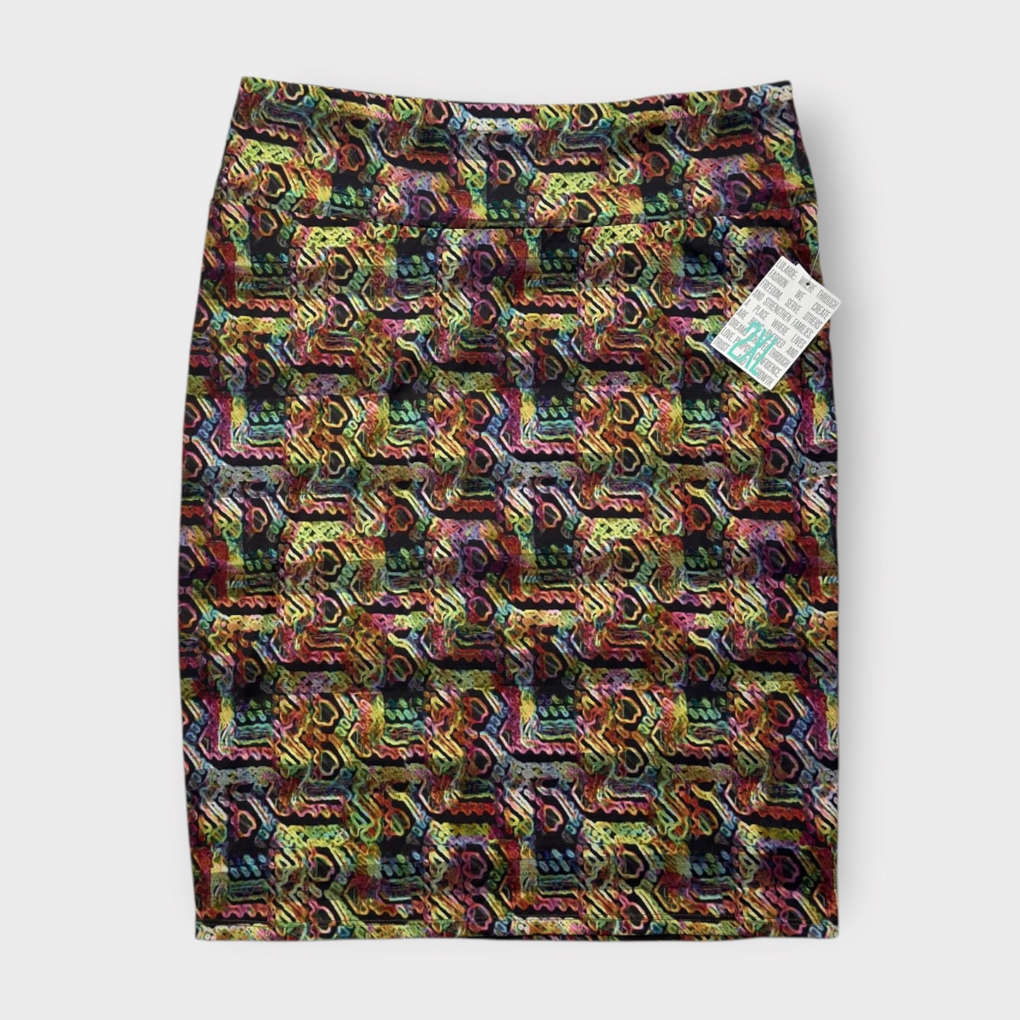 LuLaRoe Cassie Pencil Skirt - Multicolor Abstract - Women's 2XL (20-22) - NWT