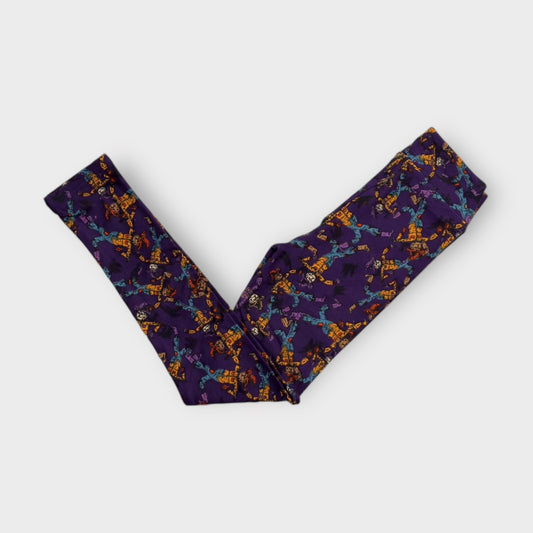 LuLaRoe Kids Halloween Leggings | L/XL (8-14) | Purple Scarecrow Pattern | Stretchy & Soft | New