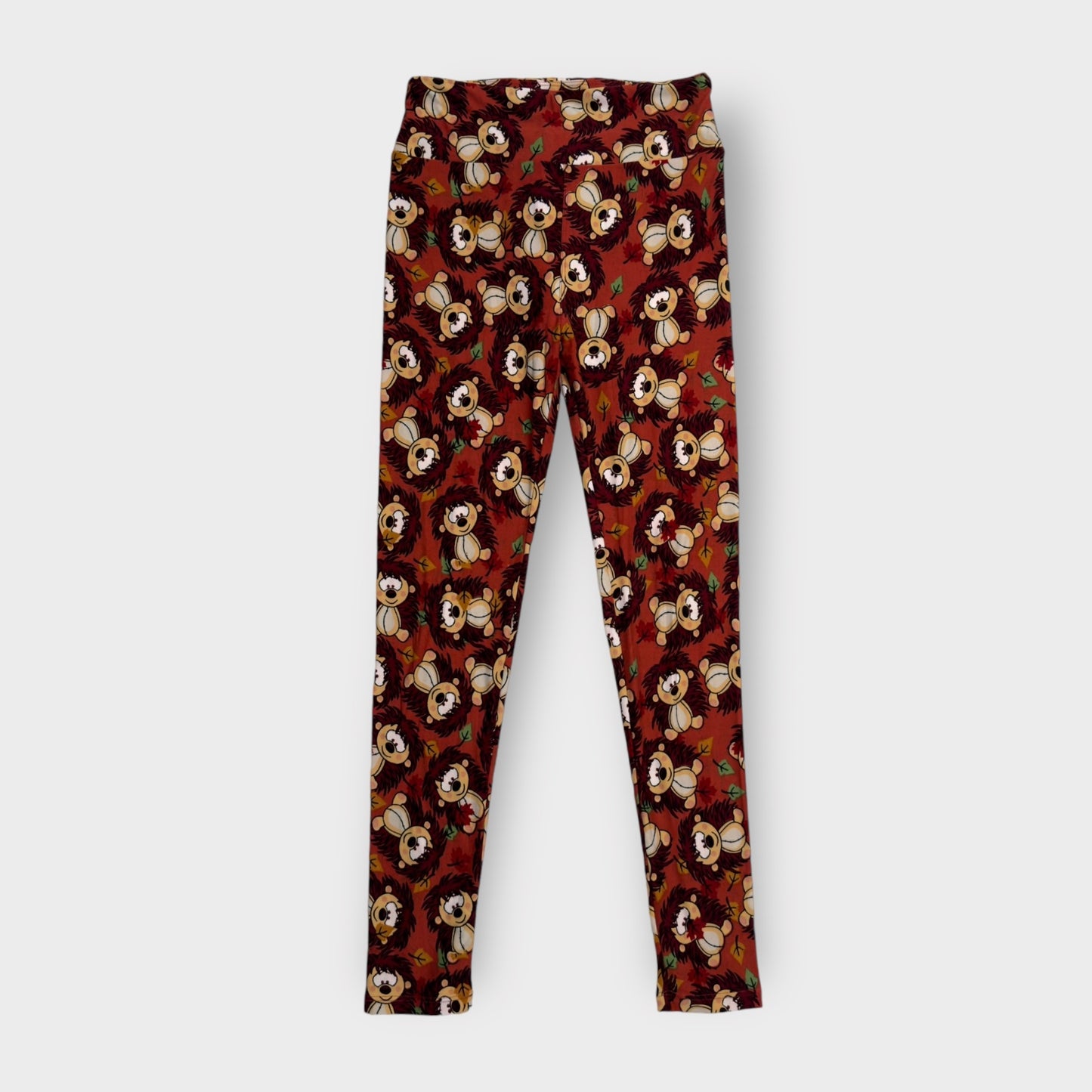 LuLaRoe Leggings | OS (2-10) | Brown Cartoon Hedgehog Pattern | Buttery Soft | New