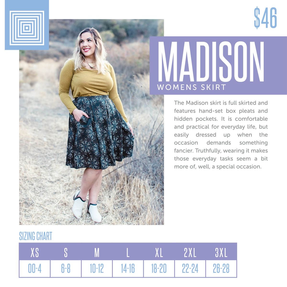 LuLaRoe Size S Vibrant Multicolor Geometric Pattern Madison Skirt w/Pockets! NWT*