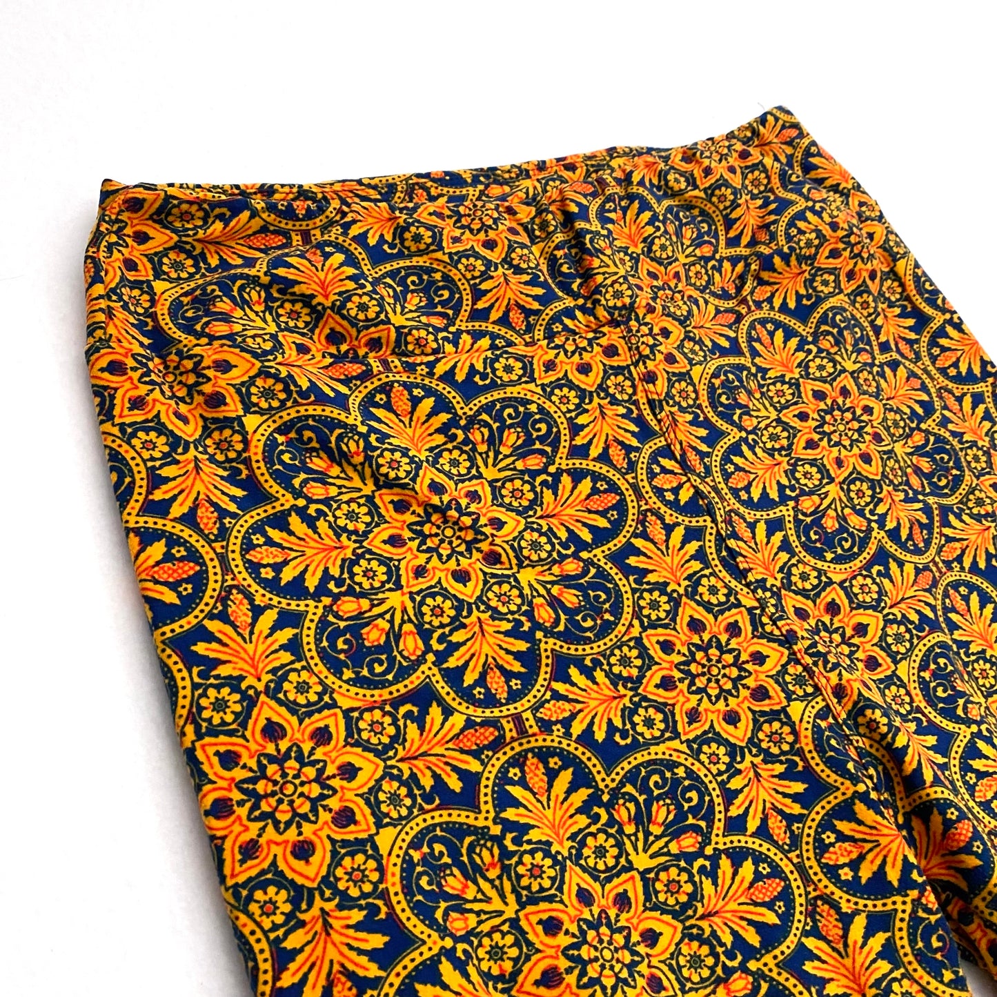 LuLaRoe Leggings | TC (12-18) | Yellow/Blue Floral Damask Print | New