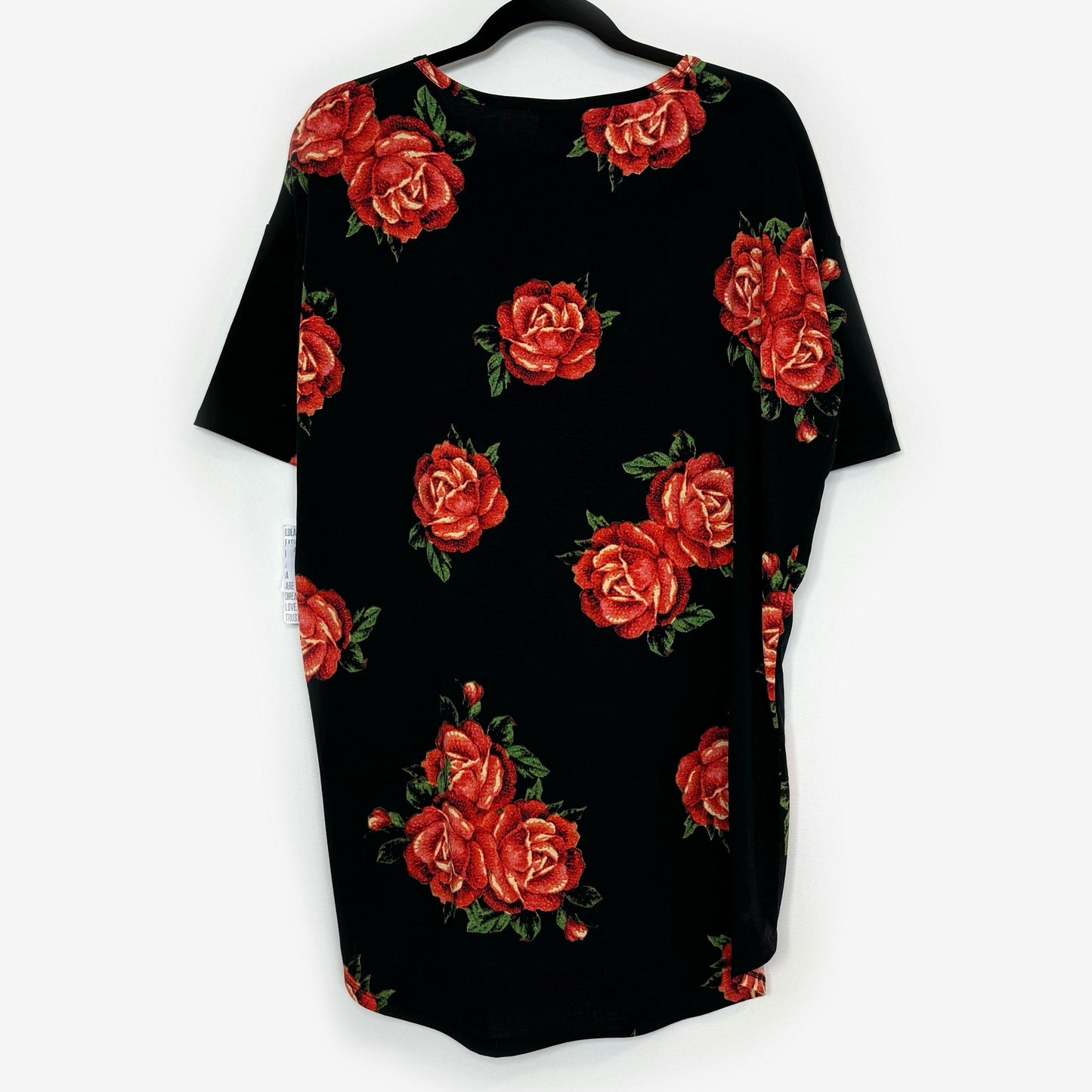 LuLaRoe Vault | Irma High-Low Tunic | Size: S (6-8) | Color: Black/Red | Floral Pattern | NWT