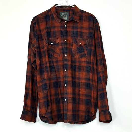 Jack & Jones | Womens Snap-Up Plaid Flannel Shirt | Color: Red/Blue | Size: XL | Pre-Owned