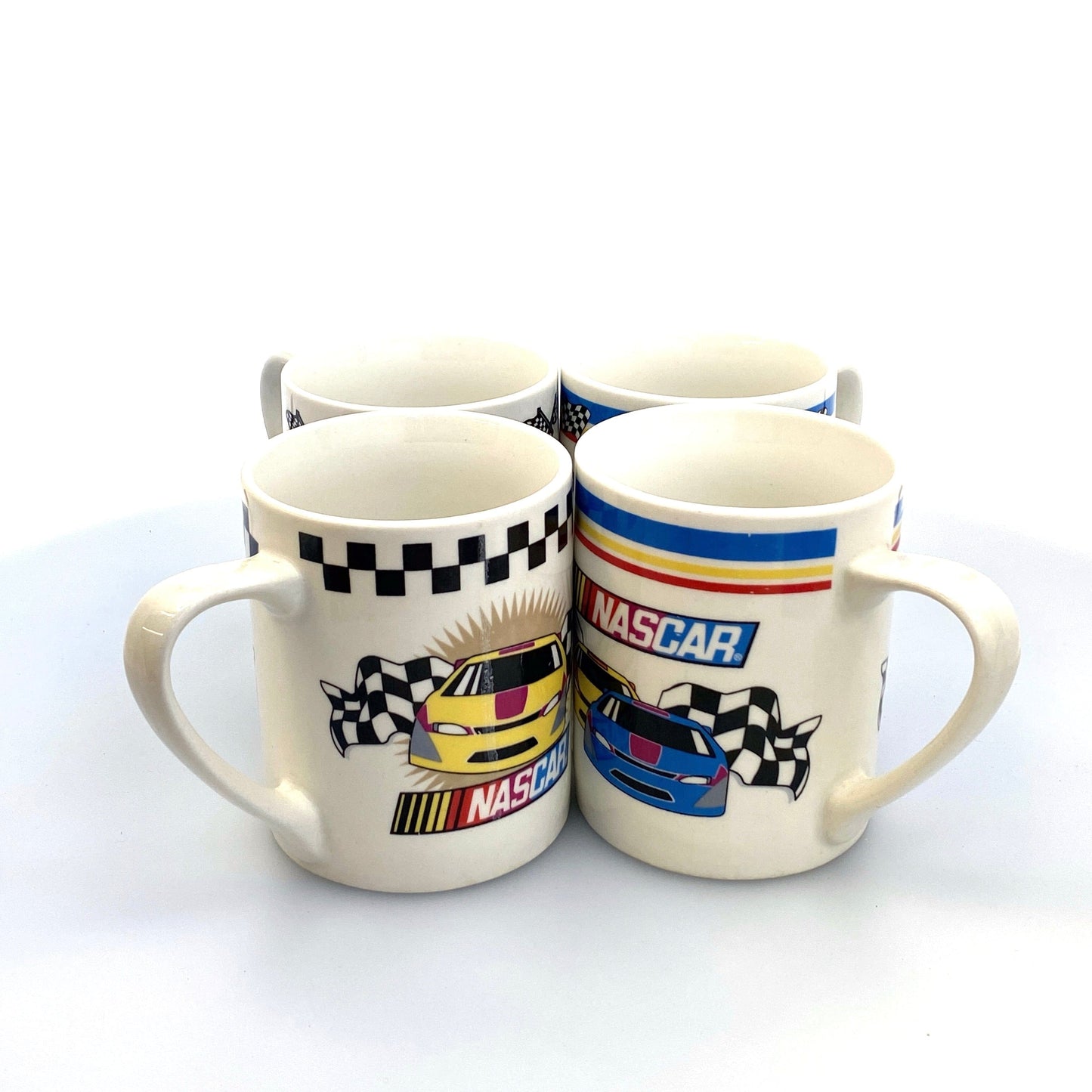 Nascar Coffee Cups Set of 4 Marketed by Gibson 2002 Licensed by Nascar