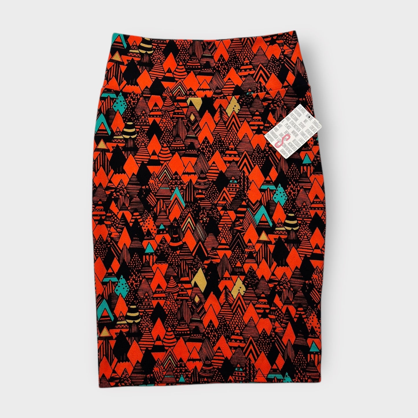 LuLaRoe Cassie Pencil Skirt - Multicolor Orange Tribal - Women's S (6-8) - NWT