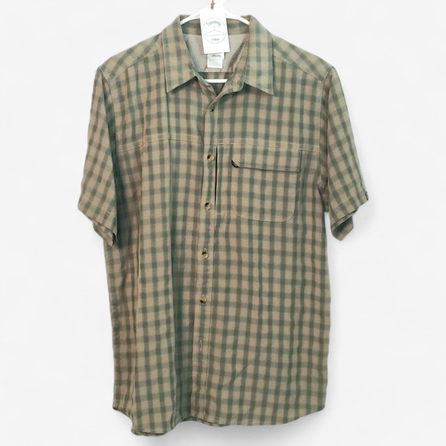 The North Face Men's Vented Plaid Short-Sleeve Button-Up Shirt - Brown/Green, Size M