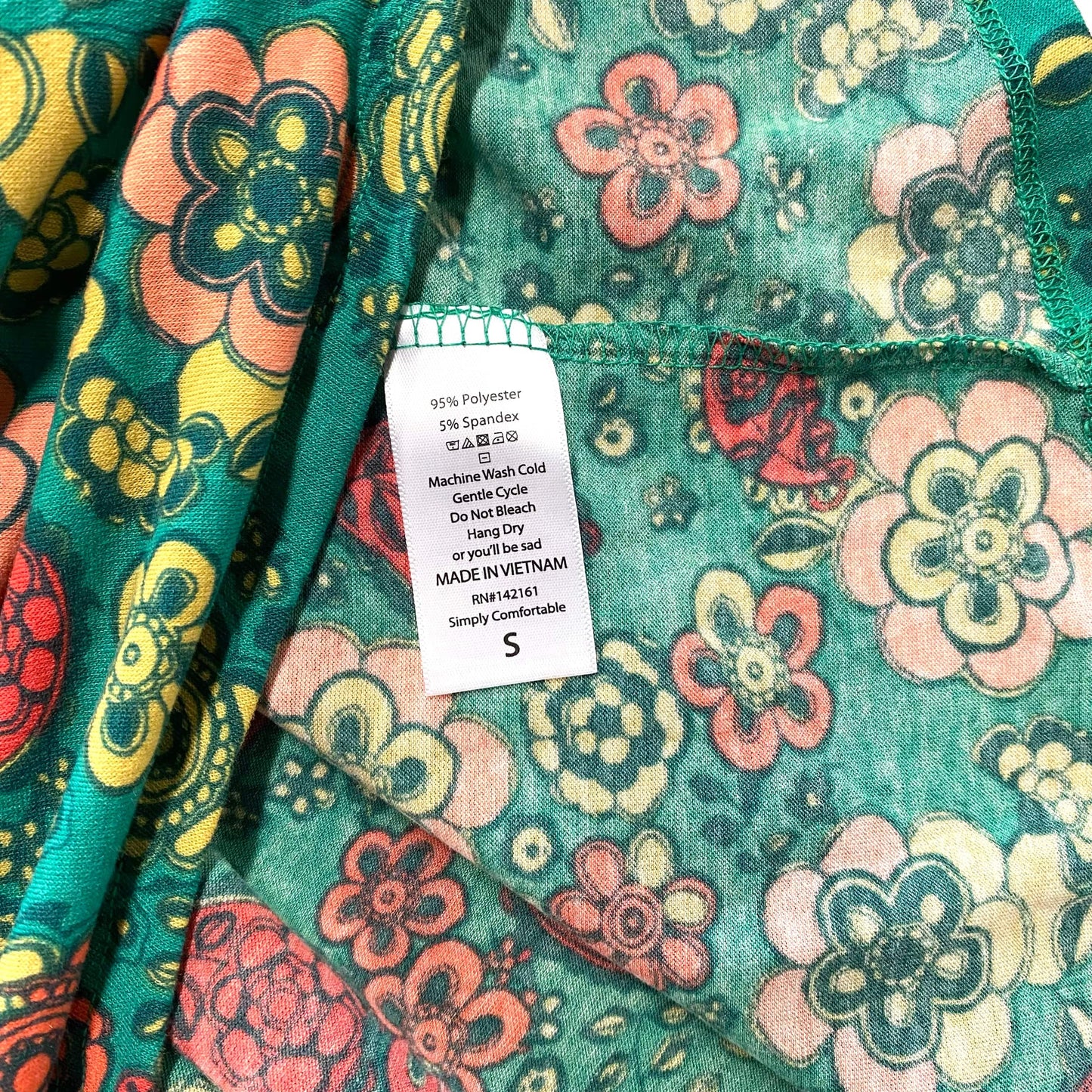 LuLaRoe Womens S Irma Green/Orange/Yellow Floral S/s Tunic Top NWT