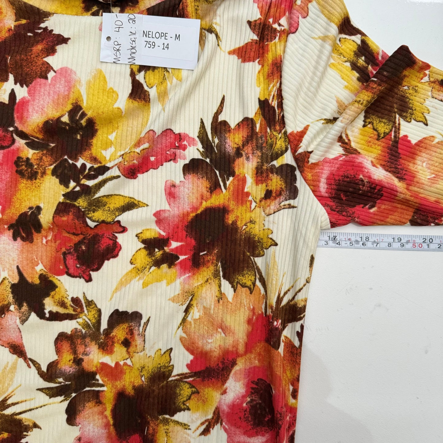 LuLaRoe | Penelope High Mock Neck Long Sleeve | Size: M | Yellow/Cream | Floral | NWT