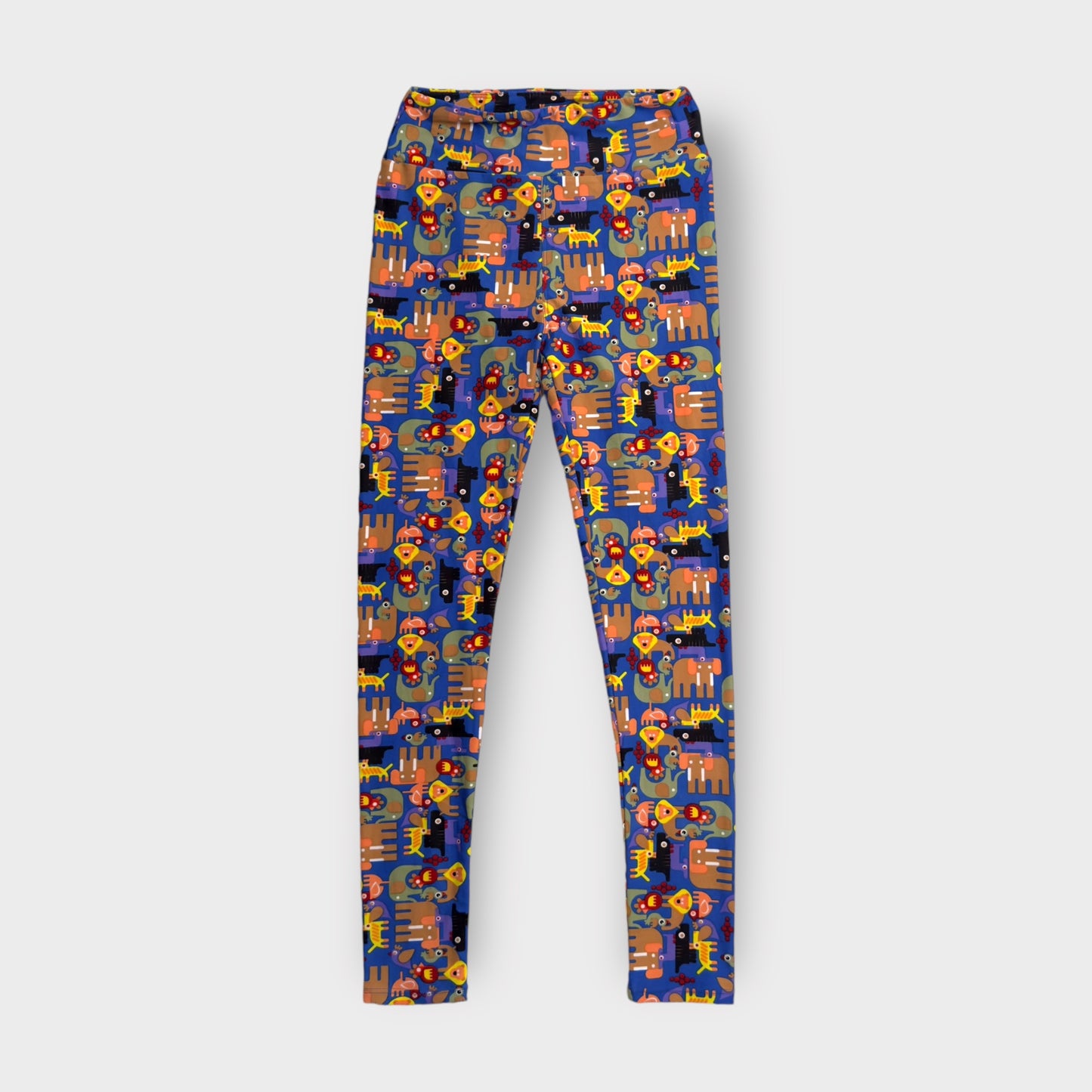 LuLaRoe Leggings | OS (2-10) | Blue Zoo Animals Pattern | Buttery Soft | New