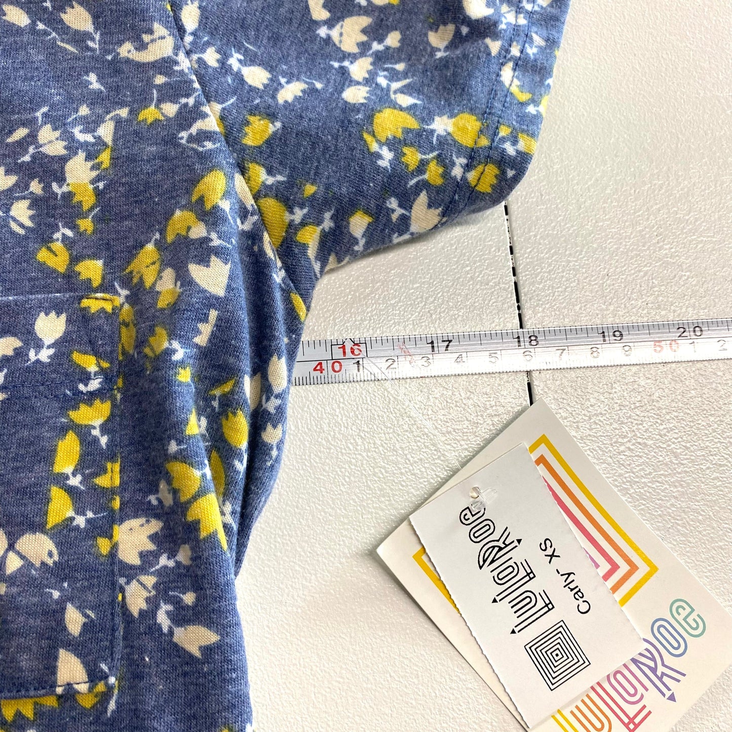 LuLaRoe Womens XS Blue/Yellow/White Ditsy Floral 'Carly' S/s Swing Dress NWT